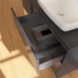 Тумба під раковину Villeroy & Boch Finion 120х50,1 см із підсвічуванням МДФ темно-синій матовий лак/скло чорне матове G802HFHG