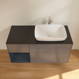 Тумба під раковину Villeroy & Boch Finion 120х50,1 см із підсвічуванням МДФ антрацит матовий лак/скло чорне матове G802HGGK