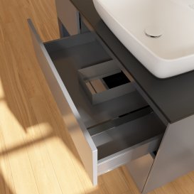 Тумба під раковину Villeroy & Boch Finion 120х50,1 см із підсвічуванням МДФ антрацит матовий лак/скло чорне матове G802HGGK