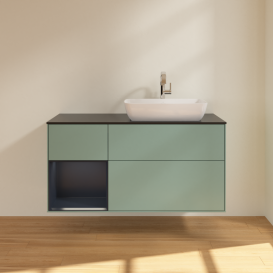 Тумба под раковину Villeroy & Boch Finion 120х50,1 см с подсветкой МДФ оливковый матовый лак/стекло черное матовое G802HGGM