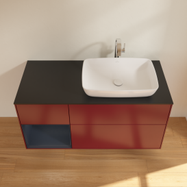 Тумба под раковину Villeroy & Boch Finion 120х50,1 см с подсветкой МДФ пион матовый лак/стекло черное матовое G802HGHB