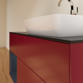 Тумба под раковину Villeroy & Boch Finion 120х50,1 см с подсветкой МДФ пион матовый лак/стекло черное матовое G802HGHB