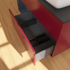 Тумба под раковину Villeroy & Boch Finion 120х50,1 см с подсветкой МДФ пион матовый лак/стекло черное матовое G802HGHB