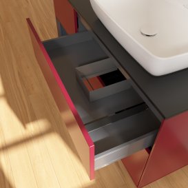 Тумба под раковину Villeroy & Boch Finion 120х50,1 см с подсветкой МДФ пион матовый лак/стекло черное матовое G802HGHB