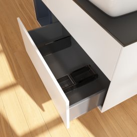 Тумба под раковину Villeroy & Boch Finion 120х50,1 см с подсветкой МДФ белый матовый лак/стекло черное матовое G802HGMT