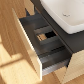 Тумба под раковину Villeroy & Boch Finion 120х50,1 см с подсветкой МДФ шпон дуба/стекло черное матовое G802HGPC