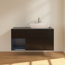 Тумба под раковину Villeroy & Boch Finion 120х50,1 см с подсветкой МДФ черный матовый лак/стекло черное матовое G802HGPD