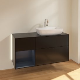 Тумба под раковину Villeroy & Boch Finion 120х50,1 см с подсветкой МДФ черный матовый лак/стекло черное матовое G802HGPD