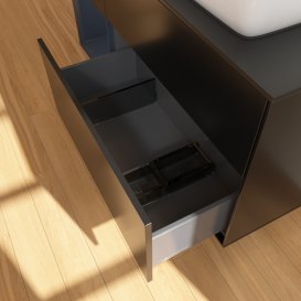 Тумба под раковину Villeroy & Boch Finion 120х50,1 см с подсветкой МДФ черный матовый лак/стекло черное матовое G802HGPD