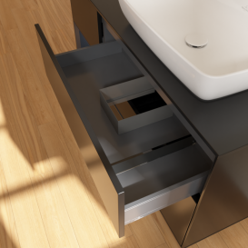 Тумба под раковину Villeroy & Boch Finion 120х50,1 см с подсветкой МДФ черный матовый лак/стекло черное матовое G802HGPD