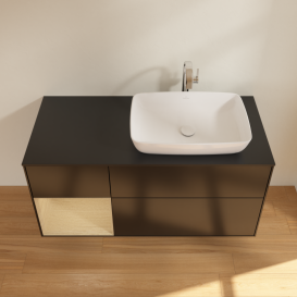 Тумба під раковину Villeroy & Boch Finion 120х50,1 см із підсвічуванням МДФ чорний матовий лак/скло чорне матове G802PCPD