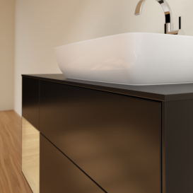 Тумба під раковину Villeroy & Boch Finion 120х50,1 см із підсвічуванням МДФ чорний матовий лак/скло чорне матове G802PCPD