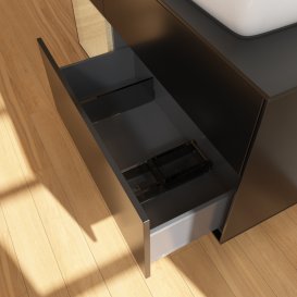 Тумба під раковину Villeroy & Boch Finion 120х50,1 см із підсвічуванням МДФ чорний матовий лак/скло чорне матове G802PCPD