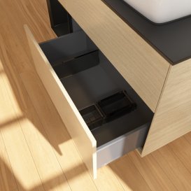 Тумба под раковину Villeroy & Boch Finion 120х50,1 см с подсветкой МДФ шпон дуба/стекло черное матовое G802PDPC