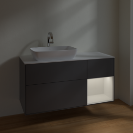 Тумба під раковину Villeroy & Boch Finion 120х50,1 см із підсвічуванням МДФ антрацит матовий лак/скло біле матове F811GFGK