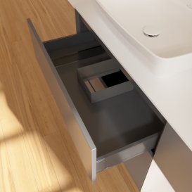 Тумба під раковину Villeroy & Boch Finion 120х50,1 см із підсвічуванням МДФ антрацит матовий лак/скло біле матове F811GFGK