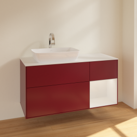 Тумба під раковину Villeroy & Boch Finion 120х50,1 см із підсвічуванням МДФ півонія матовий лак/скло біле матове F811GFHB