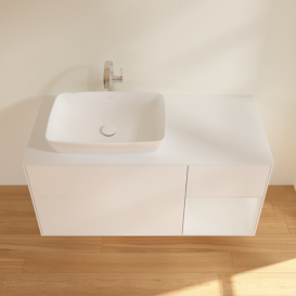 Тумба під раковину Villeroy & Boch Finion 120х50,1 см із підсвічуванням МДФ білий матовий лак/скло біле матове F811GFMT