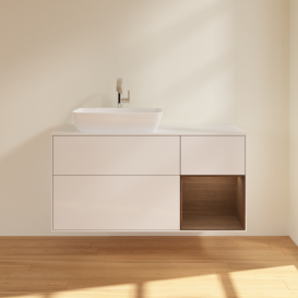 Тумба під раковину Villeroy & Boch Finion 120х50,1 см із підсвічуванням МДФ білий глянцевий лак/скло біле матове F811GNGF