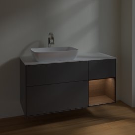 Тумба под раковину Villeroy & Boch Finion 120х50,1 см с подсветкой МДФ антрацит матовый лак/стекло белое матовое F811GNGK