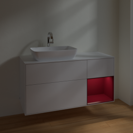 Тумба под раковину Villeroy & Boch Finion 120х50,1 см с подсветкой МДФ глянцевый белый лак/стекло белое матовое F811HBGF