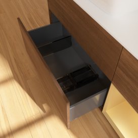 Тумба под раковину Villeroy & Boch Finion 120х50,1 см с подсветкой МДФ шпон грецкого ореха/стекло белое матовое F811HFGN