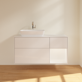 Тумба под раковину Villeroy & Boch Finion 120х50,1 см с подсветкой МДФ глянцевый белый лак/стекло белое матовое F811MTGF