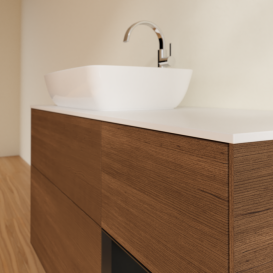 Тумба под раковину Villeroy & Boch Finion 120х50,1 см с подсветкой МДФ шпон грецкого ореха/стекло белое матовое F811PDGN