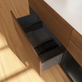 Тумба под раковину Villeroy & Boch Finion 120х50,1 см с подсветкой МДФ шпон грецкого ореха/стекло белое матовое F811PDGN