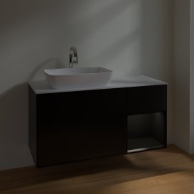 Тумба под раковину Villeroy & Boch Finion 120х50,1 см с подсветкой МДФ черный матовый лак/стекло белое матовое F811PDPD