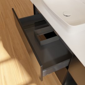 Тумба под раковину Villeroy & Boch Finion 120х50,1 см с подсветкой МДФ черный матовый лак/стекло белое матовое F811PDPD