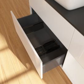 Тумба під раковину Villeroy & Boch Finion 120х50,1 см із підсвічуванням МДФ білий глянцевий лак/скло чорне матове F812GFGF