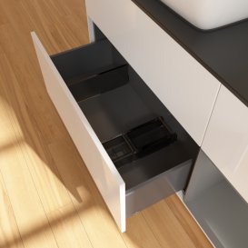 Тумба под раковину Villeroy & Boch Finion 120х50,1 см с подсветкой МДФ глянцевый белый лак/стекло черное матовое F812GKGF