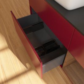 Тумба под раковину Villeroy & Boch Finion 120х50,1 см с подсветкой МДФ пион матовый лак/стекло черное матовое F812GNHB