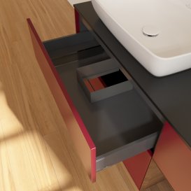 Тумба под раковину Villeroy & Boch Finion 120х50,1 см с подсветкой МДФ пион матовый лак/стекло черное матовое F812GNHB