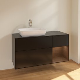 Тумба под раковину Villeroy & Boch Finion 120х50,1 см с подсветкой МДФ черный матовый лак/стекло черное матовое F812GNPD