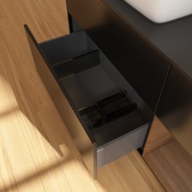 Тумба под раковину Villeroy & Boch Finion 120х50,1 см с подсветкой МДФ черный матовый лак/стекло черное матовое F812GNPD