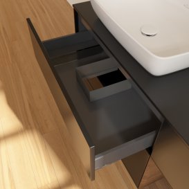 Тумба под раковину Villeroy & Boch Finion 120х50,1 см с подсветкой МДФ черный матовый лак/стекло черное матовое F812GNPD