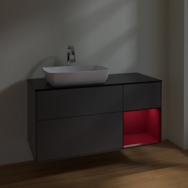 Тумба під раковину Villeroy & Boch Finion 120х50,1 см із підсвічуванням МДФ антрацит матовий лак/скло чорне матове F812HBGK