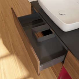 Тумба под раковину Villeroy & Boch Finion 120х50,1 см с подсветкой МДФ шпон грецкого ореха/стекло черное матовое F812HBGN