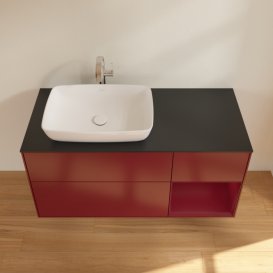 Тумба під раковину Villeroy & Boch Finion 120х50,1 см із підсвічуванням МДФ півонія матовий лак/скло чорне матове F812HBHB