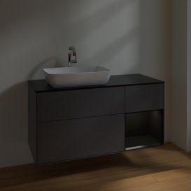 Тумба под раковину Villeroy & Boch Finion 120х50,1 см с подсветкой МДФ антрацит матовый лак/стекло черное матовое F812PDGK