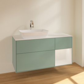 Тумба под раковину Villeroy & Boch Finion 120х50,1 см с подсветкой МДФ оливковый матовый лак/стекло белое матовое F811GFGM