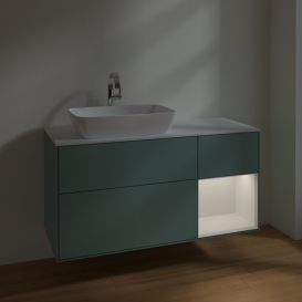 Тумба под раковину Villeroy & Boch Finion 120х50,1 см с подсветкой МДФ оливковый матовый лак/стекло белое матовое F811GFGM