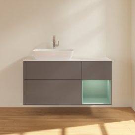 Тумба під раковину Villeroy & Boch Finion 120х50,1 см із підсвічуванням МДФ антрацит матовий лак/скло біле матове F811GMGK