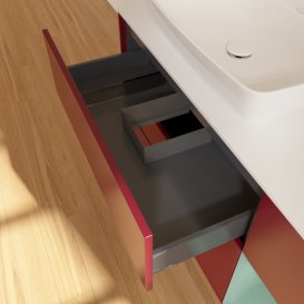 Тумба під раковину Villeroy & Boch Finion 120х50,1 см із підсвічуванням МДФ півонія матовий лак/скло біле матове F811GMHB