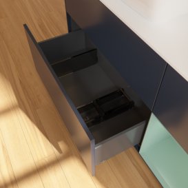 Тумба під раковину Villeroy & Boch Finion 120х50,1 см із підсвічуванням МДФ темно-синій матовий лак/скло біле матове F811GMHG