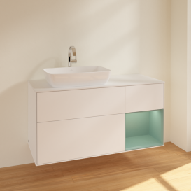 Тумба під раковину Villeroy & Boch Finion 120х50,1 см із підсвічуванням МДФ білий матовий лак/скло біле матове F811GMMT