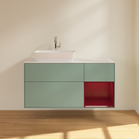 Тумба під раковину Villeroy & Boch Finion 120х50,1 см із підсвічуванням МДФ оливковий матовий лак/скло біле матове F811HBGM