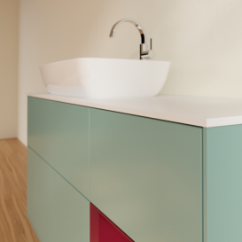 Тумба під раковину Villeroy & Boch Finion 120х50,1 см із підсвічуванням МДФ оливковий матовий лак/скло біле матове F811HBGM